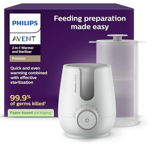 Image of Philips Avent Premium 2-in-1 Warmer & Sterilizer - with Hospital-Standard Water Bath Technology, Smart Temperature Sensor, Hotspots Prevention, Chemical-Free Sterilization, Model SCF359/00