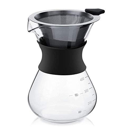 Image of YunNasi Pour Over Coffee Maker Glass Hand Drip Coffee Brewer Set Coffee Filter Jug with Permanent Filter (400ml)