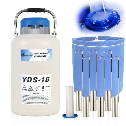 Image of 10L Liquid Nitrogen Tank, Aluminum Alloy Cryogenic Container Liquid Nitrogen (LN2) Dewar, Semen Tank, Liquid Nitrogen Dewar with 6 Canisters & Carry Bag (10L)