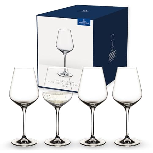 Image of Villeroy & Boch – La Divina White Wine Glass Set 4 Pieces, Dishwasher Safe, Wine Glasses, White Wine Gobelet, Crystal Glass