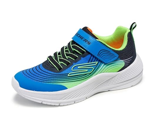 Image of Skechers Boy's Microspec Advance Sneakers, Blue & Lime Textile/Synthetic/Orange & Bl, 13 UK Child