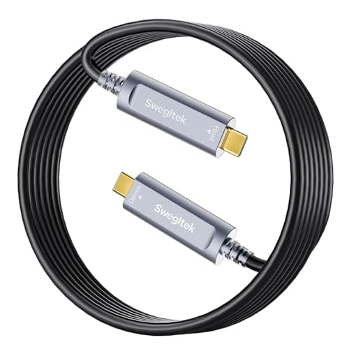 Image of swegltek Fiber Optic USB C Cable(50ft),10Gbps Active Optical Type C Gen3.2 Cable,Compatible with Cameras,Displays,Projectors,Webcams,Printer,Silver