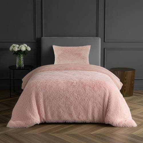 Image of Sleepdown Luxurious Long Pile, Faux Fur Super Soft Easy Care Duvet Cover Set with Pillowcases - Single (135cm x 200cm)