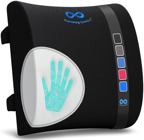 Image of Everlasting Comfort Lumbar Support Pillow for Office Chair - Memory Foam Back Cushion for Car Seat - Promotes Better Posture, Back Pain Relief - Ideal Gaming and Desk Chairs Work and Home Essentials