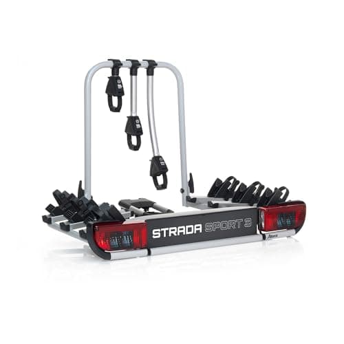 Image of Atera 022695 Strada Sport 3 car bike rack, car tow-bar rack with lights – for 3 bikes, e-bikes – Black Edition