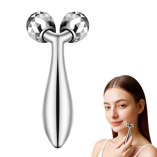 Image of Beugo Face Massager Roller, Metal Facial Roller for Women, Face Massage Tool for Face Neck Eye Body Skin Care, Silver