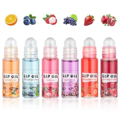 Image of 6Pcs Roll On Lip Gloss Set, Mini kids Lip Gloss Fruit Flavored, Moisturizing Lip Oil Make up for Teens and Girls, Hydrating Long Lasting Glossy, Christmas Party Favors Gift, Vegan & Cruelty-Free