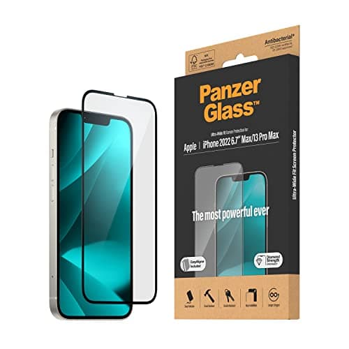 Image of PanzerGlass™ Clear Glass Screen Protector for iPhone 14 Plus, 13 Pro Max, Tempered Glass Screen Protector with Full Coverage and Anti-Fingerprint Coating, with Positioning Aid