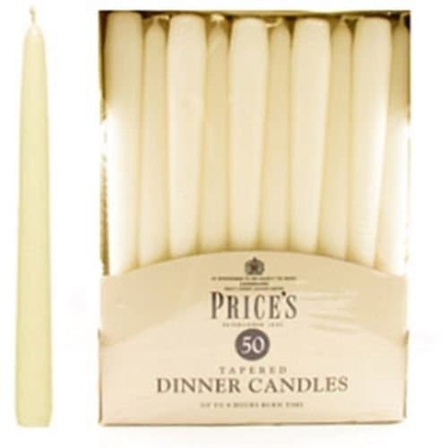 Image of Prices Candles Unwrapped Tapered Dinner Candle, Pack of 50, Red (Ivory)