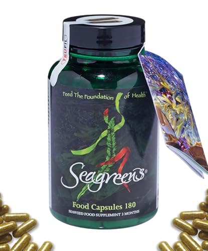 Image of Seagreens Organic Seaweed Food Supplement, 3 Month Supply, 390mcg Iodine, 11 Vitamins, 67 Minerals, Plant-Based, Vegan, Supports Metabolism, Thyroid & Digestion, 180 Capsules