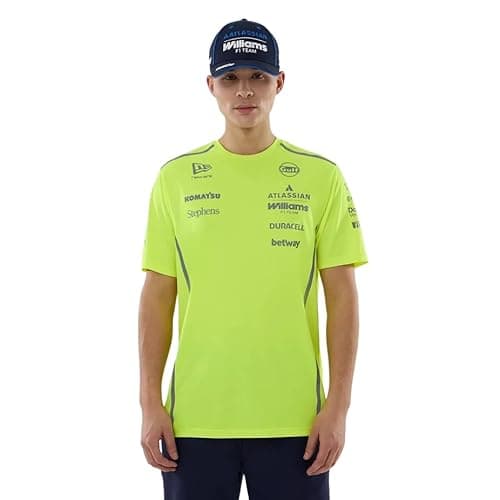 Image of New Era Williams Racing F1 Team, Official 2026 Collection, Team Reflective Set Up Mechanic T-Shirt, Shirt, Tee, Jersey, Neon Yellow (UK, Alpha, M, Regular, Regular)