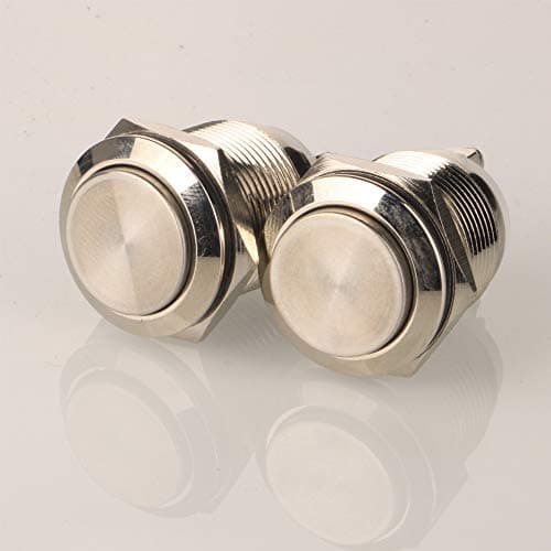 Image of Gebildet 2pcs 19mm 12V/24V/125V/250V/5A Latching Push Button Switch Screw Type Terminals Stainless Steel Metal Waterproof Switch(High Head)