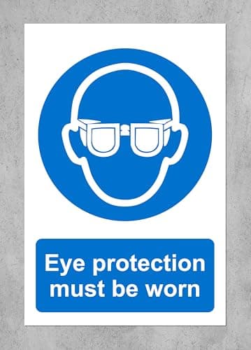 Image of Eye protection must be worn safety sign - 1mm Plastic sign (300mm x 200mm)