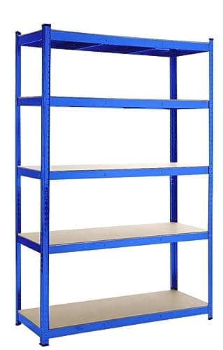 Image of Panana 5 Tier Storage Rack Shelves Shelf Unit 180x100CM 175 kg Per Shelf Heavy Duty Metal Industrial Shelves Storage Rack Shed (180x100x40cm Blue)