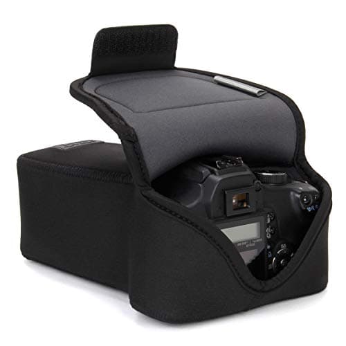 Image of USA Gear DSLR Camera Case/SLR Camera Sleeve for Zoom Lens with Neoprene Protection, Holster Belt Loop and Accessory Storage - Compatible with Canon, Nikon, Sony, Olympus, Pentax and Many More - Black