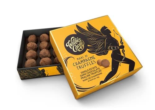 Image of Willie's Cacao - Marc de Champagne Truffles - Luxury Gift Box - 110g x 6 - Artisan Chocolate - 100% Natural