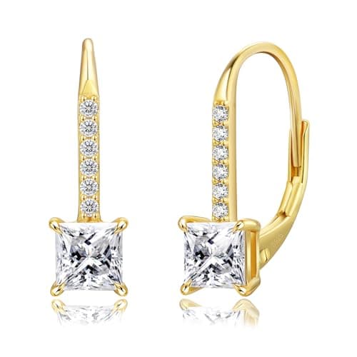Image of KRKC Moissanite Earrings for Women Men, 14k White Gold Drop Dangle Earrings, 1.0ct-2.0ct S925 Sterling Silver Diamond Earrings Leverback, Hypoallergenic Jewelry Gift