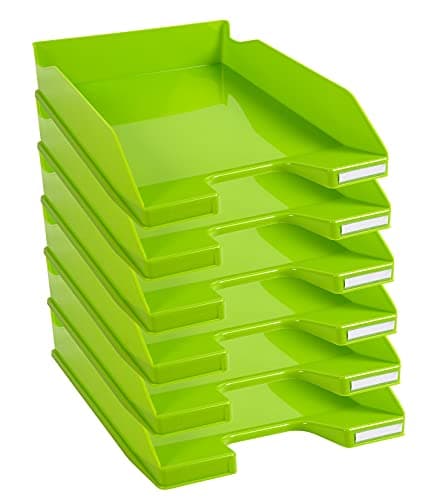 Image of Exacompta - Ref. 113225D - set of 6 COMBO MIDI letter trays - dimensions 34.6 x 25.5x 6.5 cm - for A4 + format documents - glossy anise green color