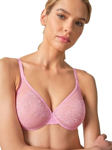 Image of Gossard Glossies Lace Non Padded Moulded Sheer Bra Sweet Lilac 36FF