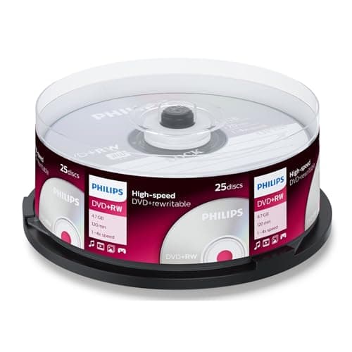 Image of Philips DVD+RW Blanks (4.7 GB Data/120 Minutes Video, 1-4x Speed Recording, 25 Spindle)