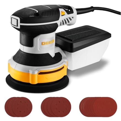 Image of DEKOPRO Random Orbit Sander 300W with 16Pcs Sandpapers, 6 Variable Speed 14000RPM, 125MM Hand Electric Tool, Dust Removal Function, Fit for Woodworking/Sanding