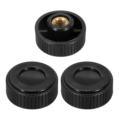 Image of sourcing map 3Pcs Straight Knurled Nuts Knob M10 Female Thread 38mm Head Plastic Non-Through Hole Brass Screw-in Clamping Handles Threaded Glossy Handle Hand Tightening Knob Thumb Screws