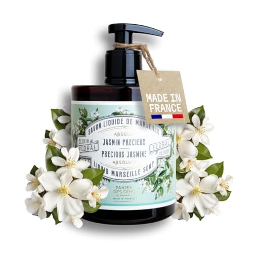 Image of Panier des Sens - Liquid Hand Soap – Jasmine Soothing HandWash – With Olive - Savon de Marseille Made in France - Organic Hand Wash 96% Natural Ingredients - Vegan Soap 500ml