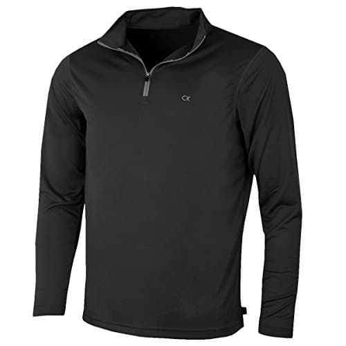 Image of Calvin Klein Men Harlem 1/4 Zip Technical Sweater - Black - XXXL