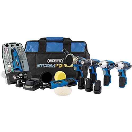 Image of Draper 93445 Storm Force® 10.8V Interchange 6 Piece Power Tool Kit (+3 x 1.5Ah Batteries, Charger and Bag)