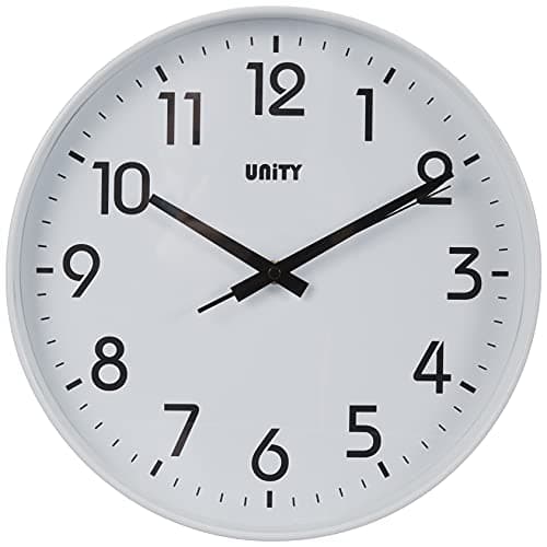 Image of Unity Wall Clock, Fradley, Silent Sweep, Modern, White, 30cm / 12-inch