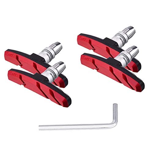 Image of PLATTBK Bike Brake Pads 2 Pairs with Installation Tool No Noise Long 70mm Rubber Durable V-Brake Pads for Mountain Bicycle