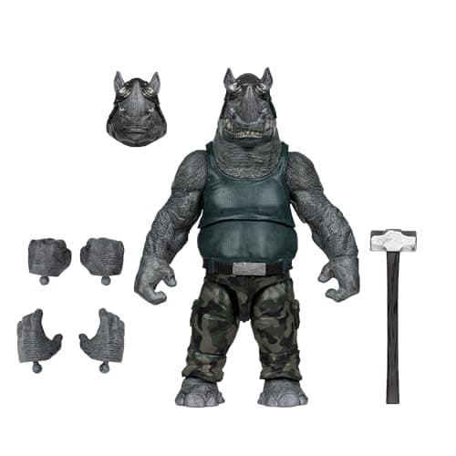 Image of McFarlane Teenage Mutant Ninja Turtles (Page Punchers) Rocksteady 5in Action Figure with Comic Toys