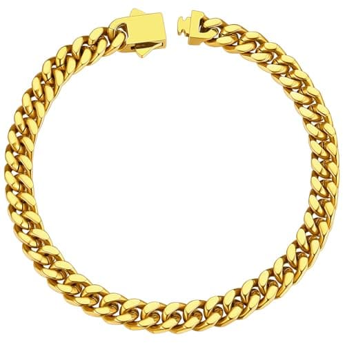 Image of ChainsHouse Mens Bracelets Cuban Chain Gold Plated Bracelet Men Stainless Steel Chain Hip Hop 5mm Curb Link