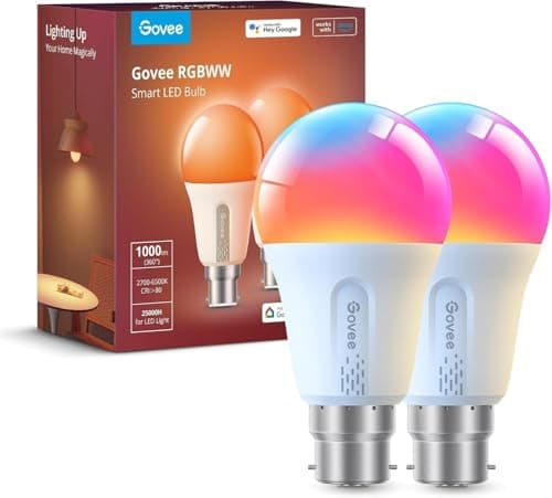 Image of Govee Smart Bulb RGBWW, 1000lm Wi-Fi LED Bulbs B22, Smart Light Dimmable, DIY 16 Million Colors, 64 Dynamic Scenes, Compatible with Alexa, Google Assistant, Matter, 2 Packs
