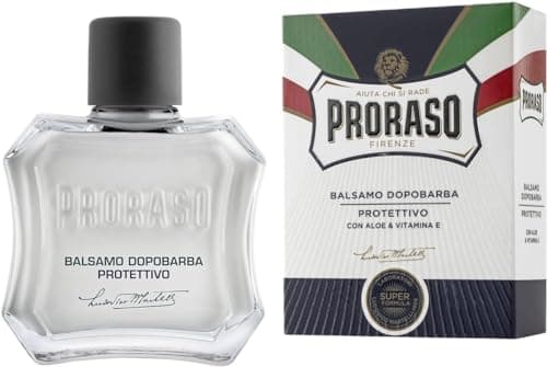 Image of Proraso Aftershave Balm Protective, 100ml, Alcohol-Free Post Shave Balm with Aloe and Vitamin E Soothes and Protects Skin, Made in Italy, White