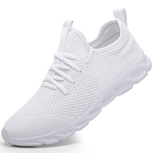 Image of Damyuan Mens Trainers Running Shoes Slip on Walking Tennis Gym Casual Sneakers Athletic Lightweight Sport Fitness Shoe White Size 13
