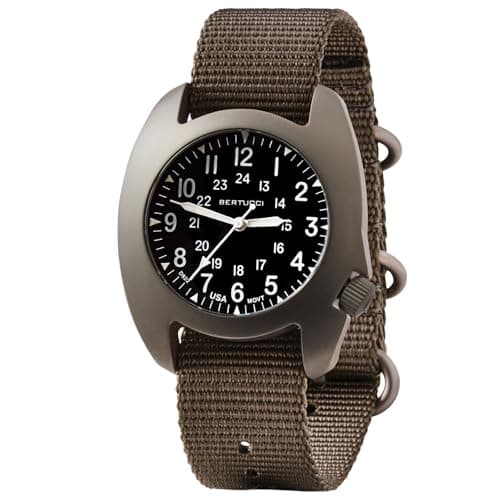 Image of BERTUCCI D-3T Retroform Watch | Black Dial, Gray Nylon Band, Quartz Movement