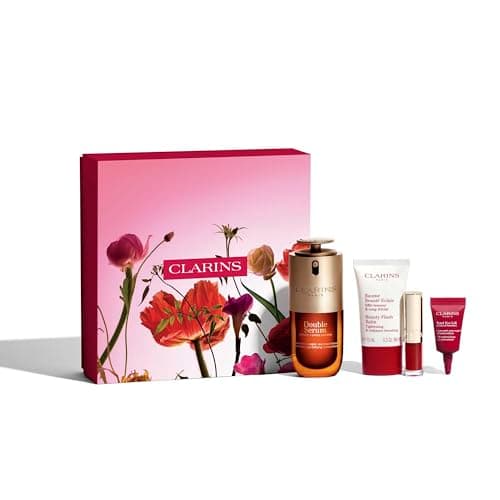 Image of Clarins Icons | Mothers Day Gift Set | Contains Double Serum 30ml | Visibly Replenished Skin and Plumper Lips | Worth £95