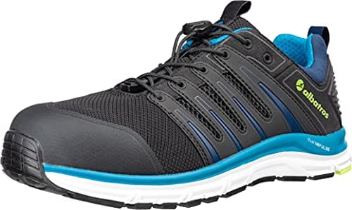 Image of ALBATROS Breeze Impulse Low Safety Shoe Work Shoe S1P ESD HRO SRA Fibreglass Cap Penetration Protection Metal Free Non-Slip Heat Resistant Vegan Black Size: 12.5 UK
