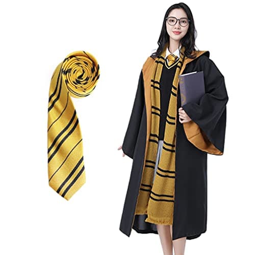 Image of TOTOY Magician Cape and Tie, Hufflepuff Robe, Wizard Robe for Adults 93204(L)