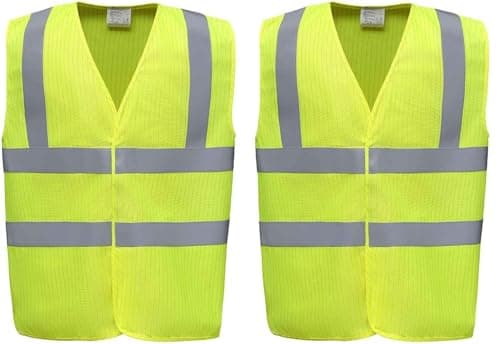 Image of Hi-Vis Anti-Static Flame Retardant Waistcoat | High Visibility Safety Vest with Reflective Tape | Lightweight Protective Workwear for Industrial Use (Yellow, XL) - Pack of 2