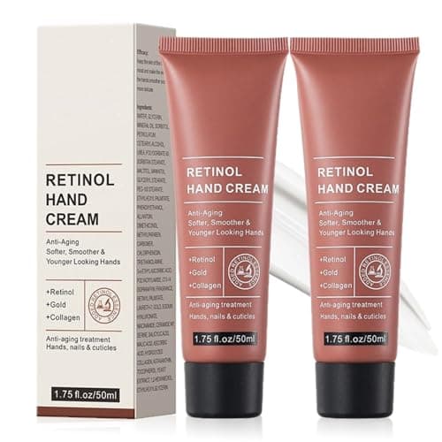Image of Retinol Hand Cream, Anti Ageing Hand Cream for Women, Moisturising Hand and Nail Cream for Dry Cracked Hands, Intense Hydration & Skin Elasticity Care for Nails & Cuticles