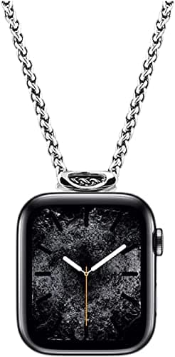 Image of HiPai Necklace Adapter Pendant Compatible with Apple Watch, Infinity & Double Loop Connector Comes with 32inch Stainless Rollo Wheat Chain 3mm for iWatch Series 9/8/7/6/5/4/3/SE