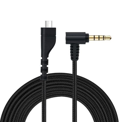 Image of Mcbazel 2M Black Nylon Braided Gaming Headset Cable for SteelSeries Arctis 3/5/7/Pro - 3.5mm Male-to-Male, Compatible with PC, PS4, Xbox One, Mac, Smartphone, Tablet