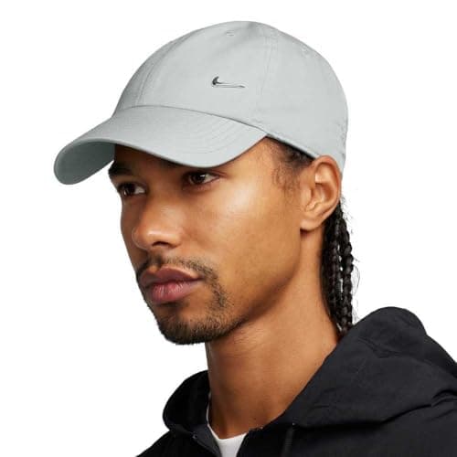 Image of NIKE FB5372-077 Dri-FIT Club Hat Unisex Adult LT Smoke Grey/Metallic Silver Size M/L