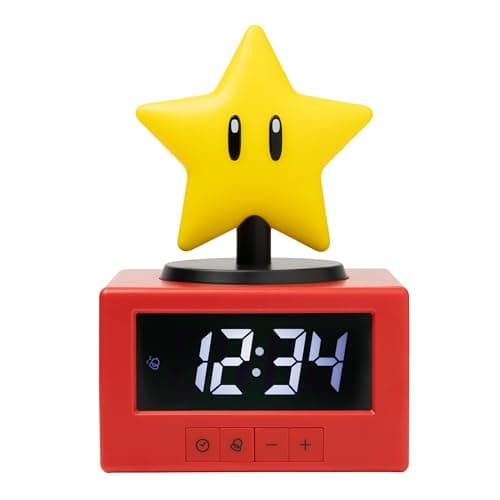 Image of Paladone Nintendo® Super Star Icon Alarm Clock and Night Light, 15cm, Battery Powered, Officially Licensed