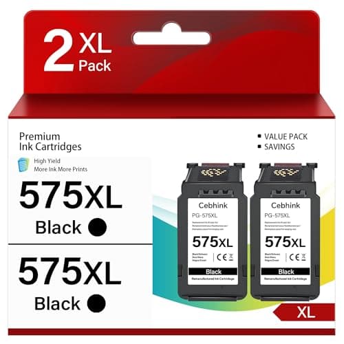 Image of PG-575XL 575 Black Ink Cartridges Compatible for Canon 575 PG-575 Ink Cartridge - Printer Ink for PG575XL PG575 575 XL Work with Canon Pixma TS3750i TR4755i TR4700 TS3550i TS3551i TR4750i (2 Pack)