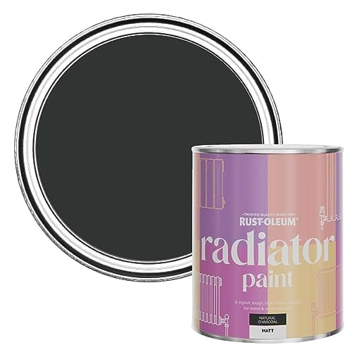 Image of Rust-Oleum Black Heat Resistant Radiator Paint in Matt Finish - Natural Charcoal (Black) 750ml