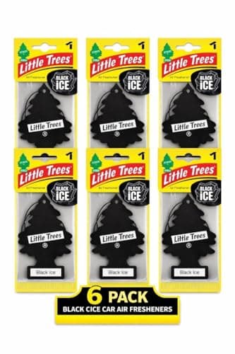 Image of Little Tree Black Ice Car Air Freshener 6 Pack, Car Air Fresheners for Men, Long Lasting Hanging Air Freshener for Car, Strong Scent Auto Fragrance, Car Freshener, Car Air Freshener Black Ice