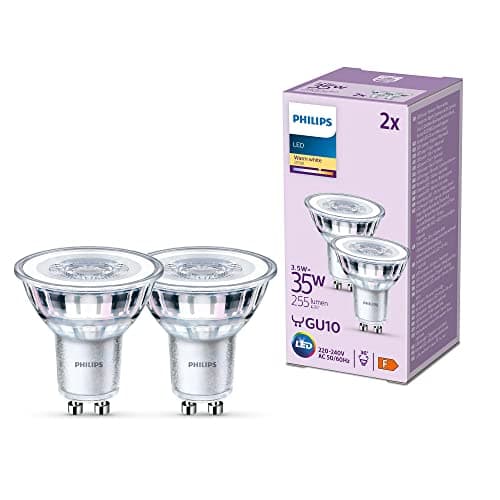 Image of Philips LED Classic Spot Light Bulb 2 Pack [Warm White 2700K - GU10] 35W, Non Dimmable. for Home Indoor Lighting